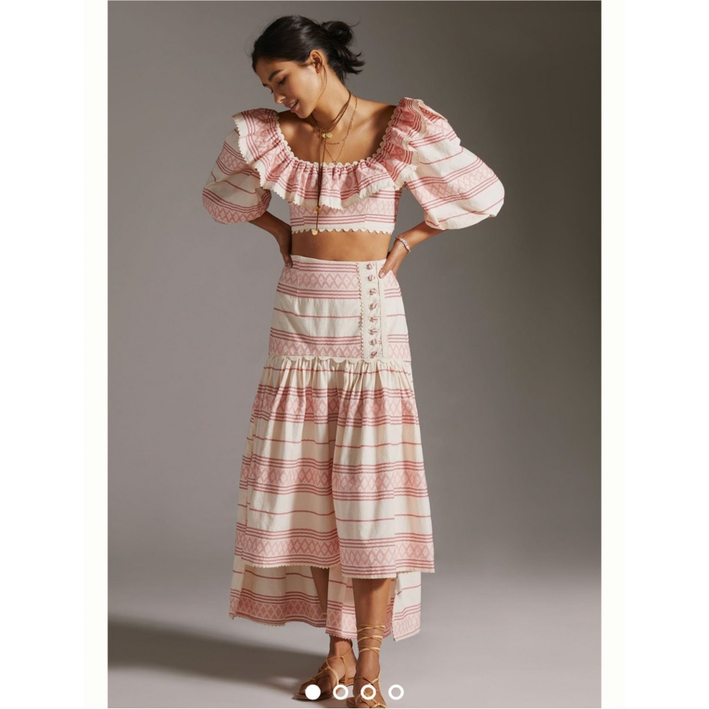 Anthro / Raissa a-line stripe high low skirt / nwot